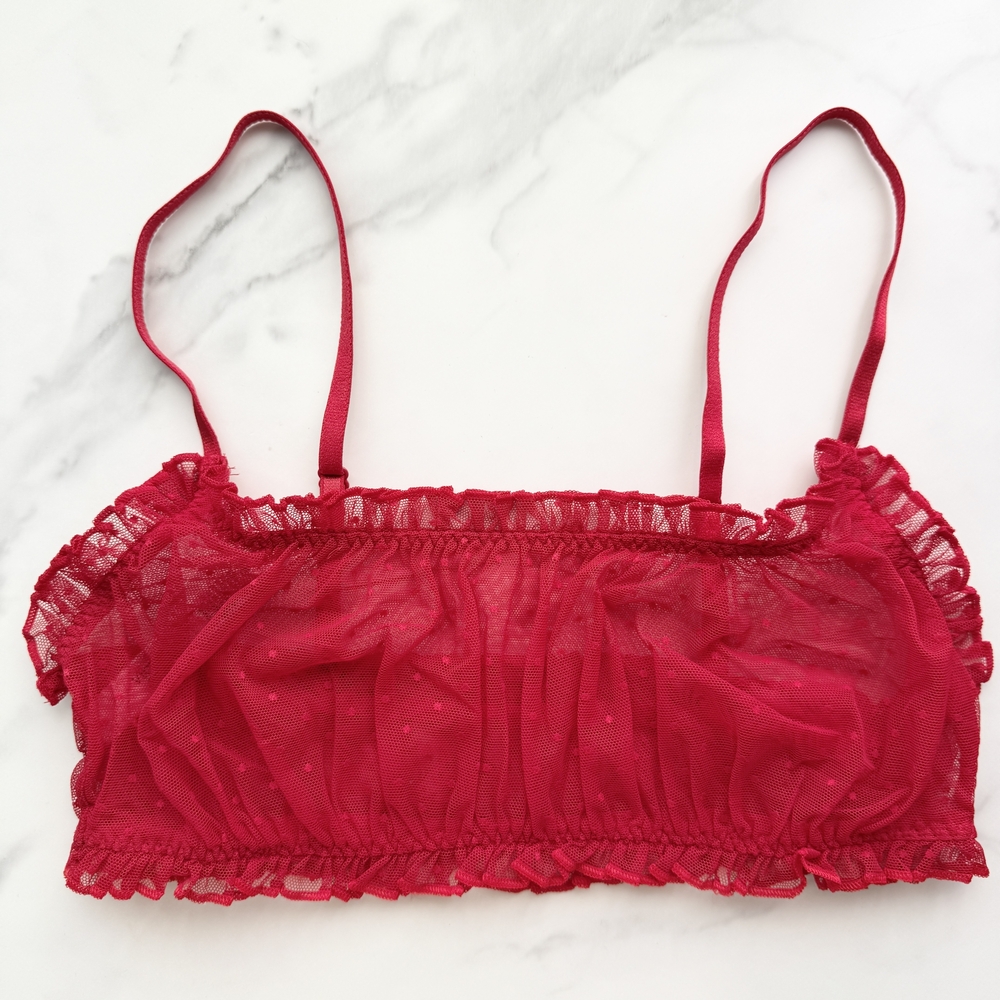 NWOT VICTORIA'S SECRET SEXY TEE DOT MESH SCOOP BRALETTE IN LIPSTICK SIZE S/M/L